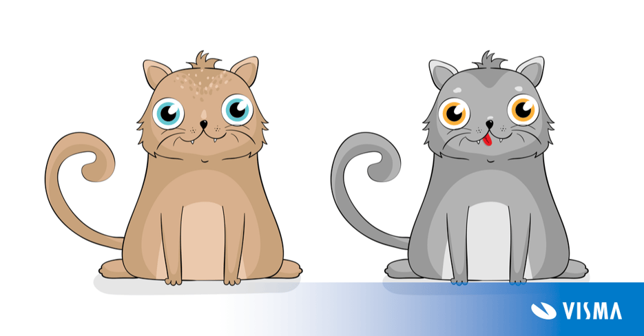 Image of two Crypto Kitties,  Crypto kitties are a funny example of token application on the Ethereum blockchain